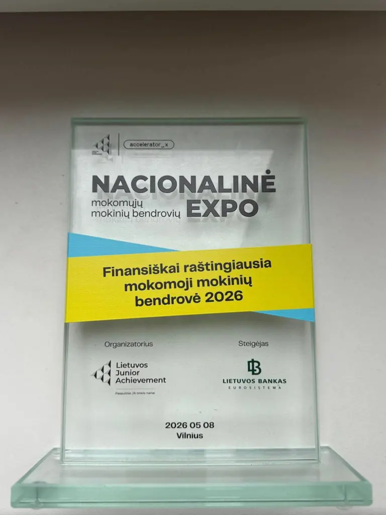 Nuotrauka 1: Janoniečių laimėjimas Nacionalinėje mokomųjų mokinių bendrovių eXpo 2026