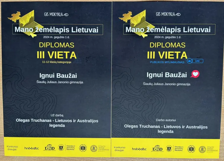 Nuotrauka 2: Igno sėkmė GIS konkurse „Mano žemėlapis Lietuvai 2024“