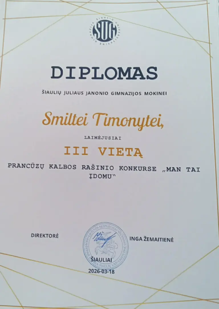 Nuotrauka 1: Sveikiname prancūzų kalbos rašinio konkurso nugalėtojus!