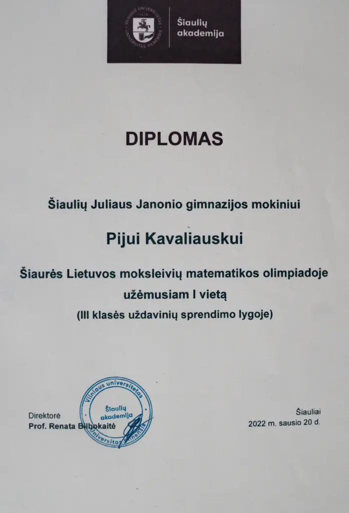 Nuotrauka 1: Šiaurės Lietuvos matematikos olimpiada