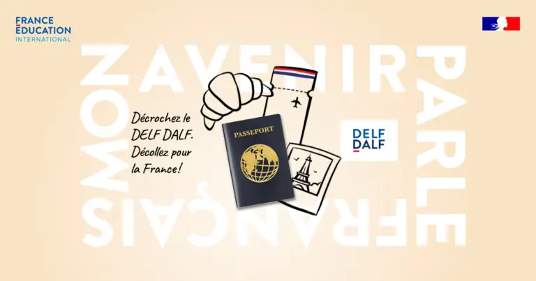 Nuotrauka 2: Informacija/ reklama apie tarptautinį egzaminą DELF/DALF
