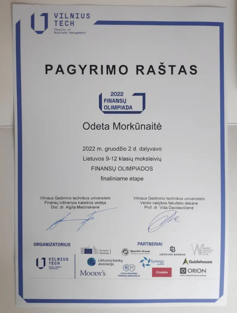 Nuotrauka 12: Lietuvos 9 -12 klasių moksleivių Finansų olimpiada 2022