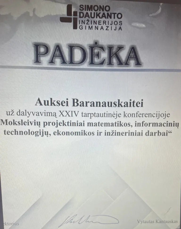 Nuotrauka 1: XXIV tarptautinė moksleivių projektinių matematikos, informacinių technologijų, ekonomikos ir inžinerinių darbų konferencija