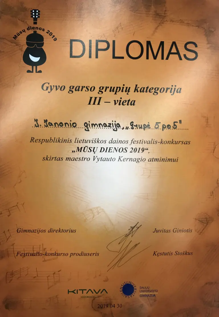 Respublikinis moksleivių festivalis-konkursas „Mūsų dienos 2019“