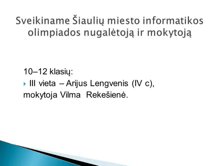Sveikiname  miesto olimpiadų nugalėtojus