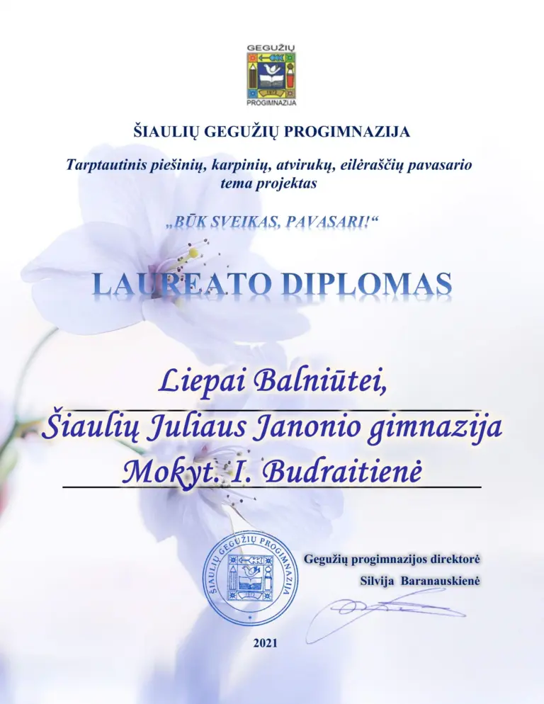 Tarptautinis piešinių, karpinių, atvirukų, eilėraščių pavasario tema projektas „BŪK SVEIKAS, PAVASARI!”