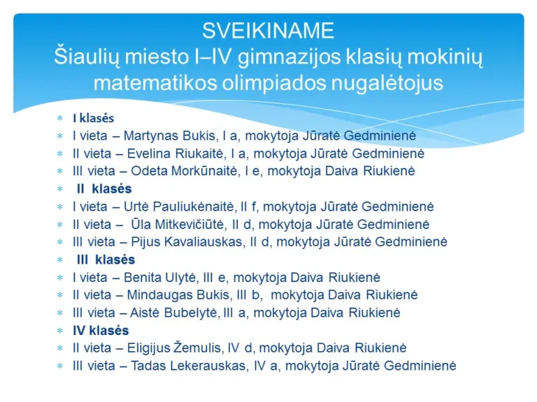 Nuotrauka 5: Sveikiname olimpiadų nugalėtojus
