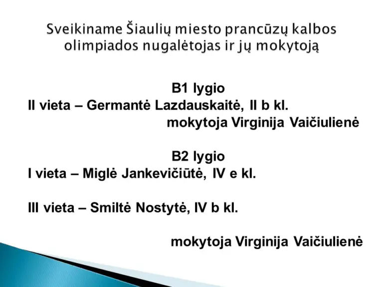 Sveikiname konkursų ir olimpiadų nugalėtojus ir prizininkus