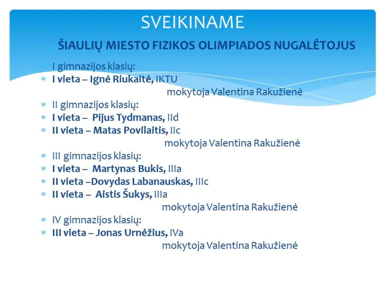 Nuotrauka 2: Sveikiname