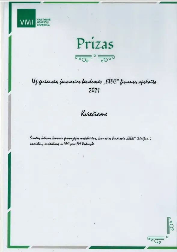 Janoniečių laimėjimas nacionaliniame konkurse