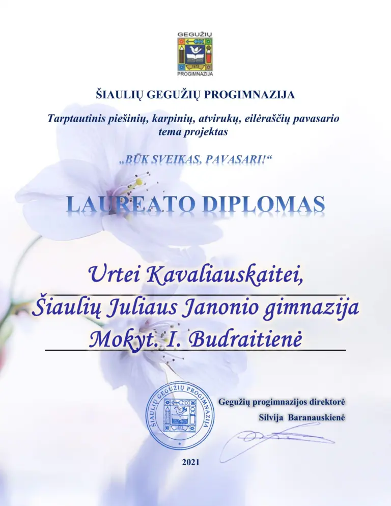 Tarptautinis piešinių, karpinių, atvirukų, eilėraščių pavasario tema projektas „BŪK SVEIKAS, PAVASARI!”