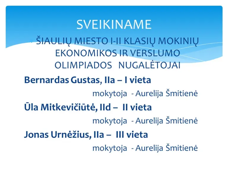 Sveikinimai nugalėtojams