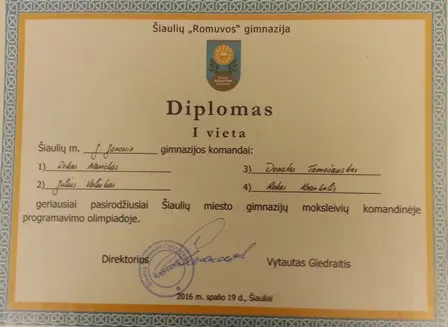Šiaulių miesto gimnazijų moksleivių komandinė programavimo olimpiada