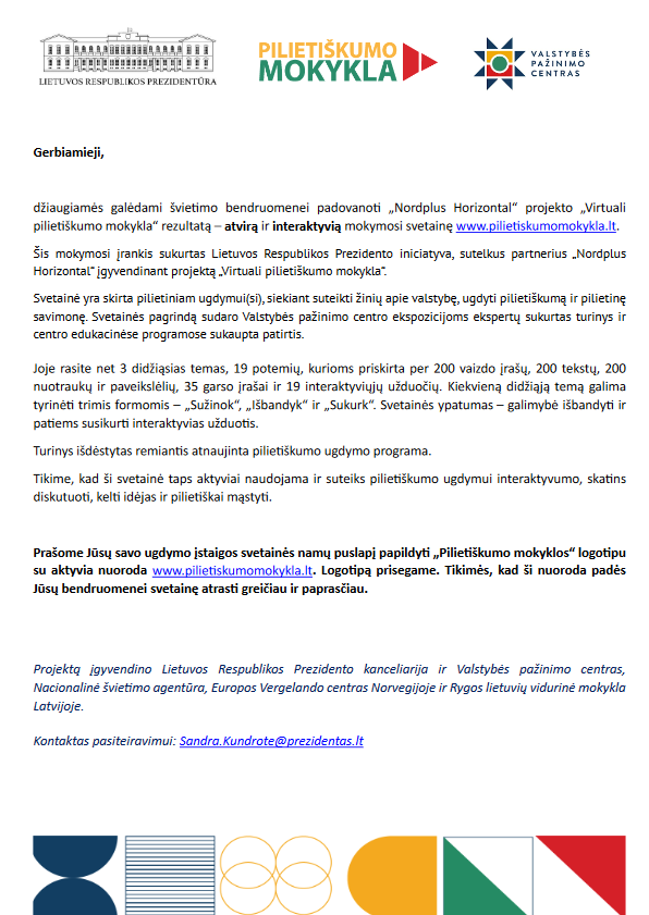 Nuotrauka 1: Virtuali pilietiškumo mokykla