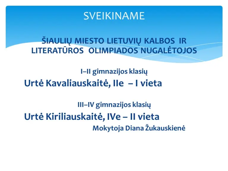 Šiaulių miesto chemijos olimpiados nugalėtojai