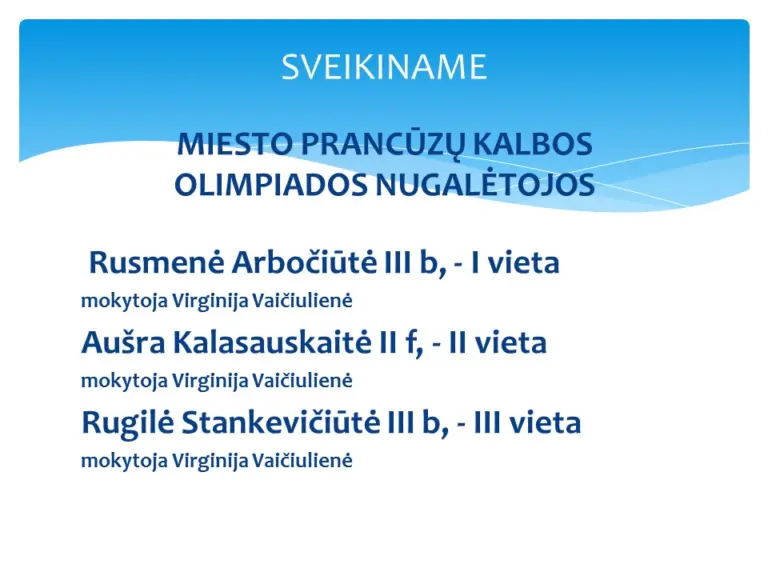 Sveikiname olimpiadininkus!