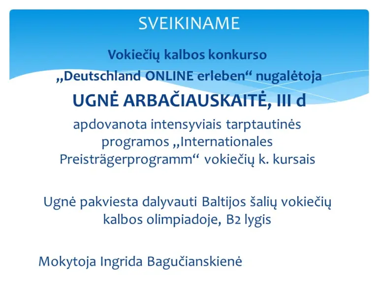 Sveikiname konkursų ir olimpiadų nugalėtojus!