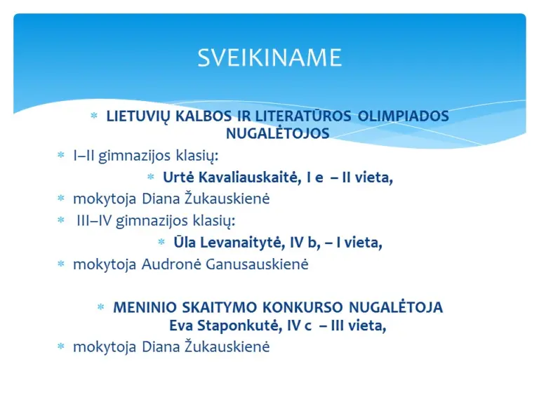 Nuotrauka 4: Sveikiname olimpiadų nugalėtojus